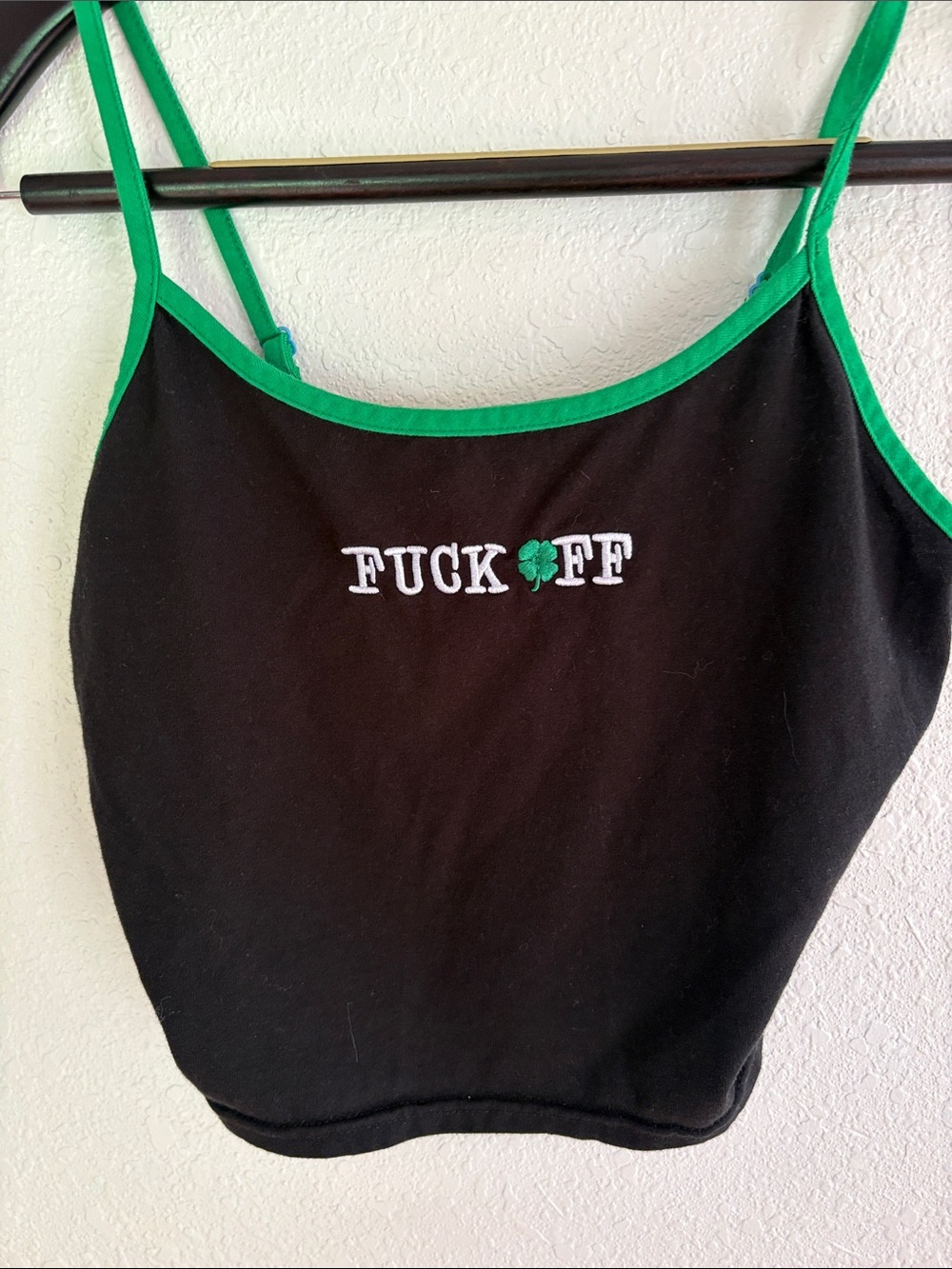 Black & Green Embroidered Graphic Cami Top - Attitude Accent
